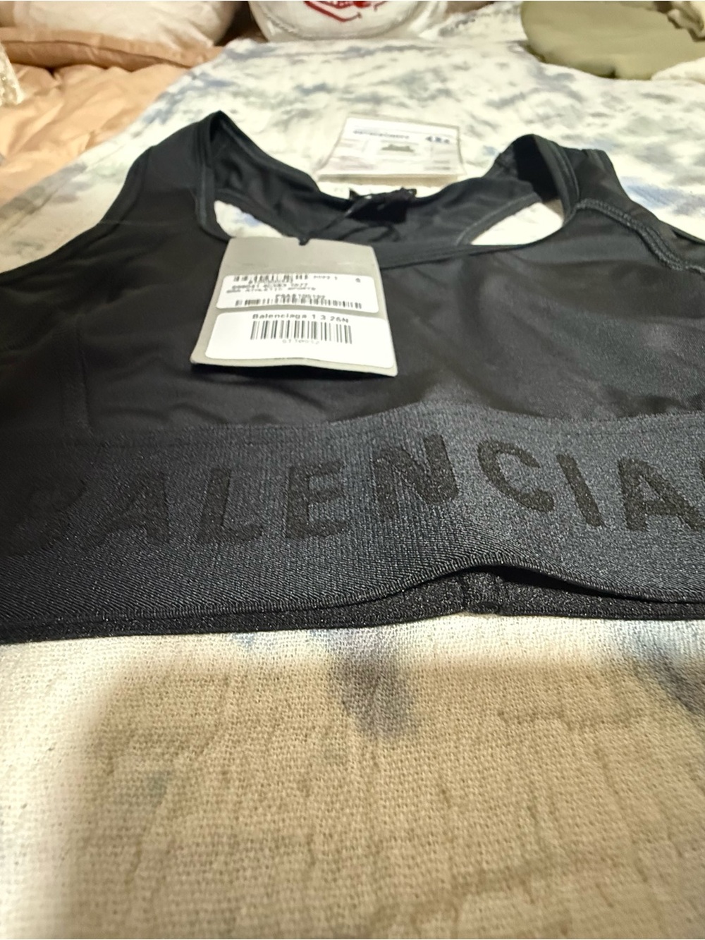 Balenciaga Black Sports Bra with Pink Logo